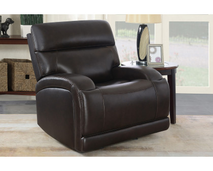 Coaster™ Longport Upholstered Power Glider Recliner - Dark Brown