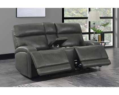 Coaster Longport Upholstered Power Loveseat with Console - Charcoal