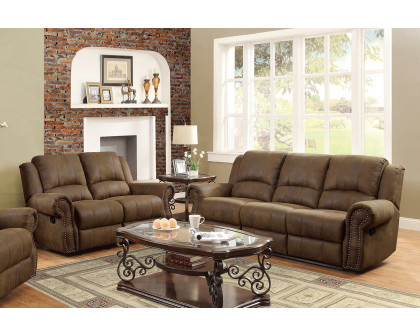 Coaster Sir Rawlinson Rolled Arm Motion Sofa with Nailhead Trim - Buckskin Brown