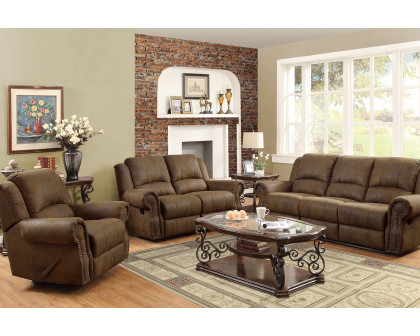 Coaster Sir Rawlinson Rolled Arm Motion Sofa with Nailhead Trim - Buckskin Brown