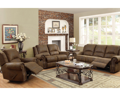 Coaster Sir Rawlinson Rolled Arm Motion Sofa with Nailhead Trim - Buckskin Brown