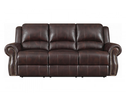 Coaster Sir Rawlinson Nailhead Trim Motion Sofa - Dark Brown