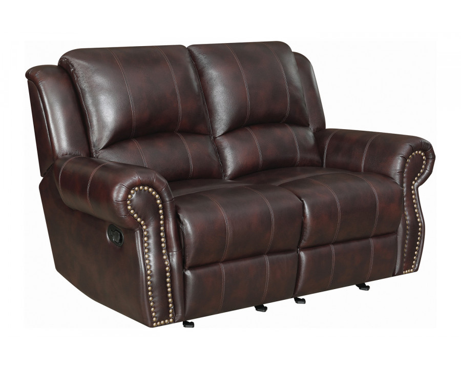 Coaster Sir Rawlinson Nailhead Trim Glider Loveseat - Dark Brown