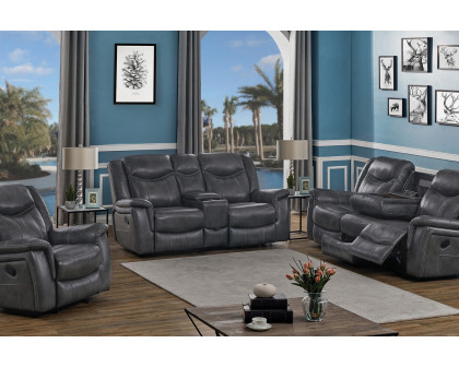 Coaster - Conrad Upholstered Motion Sofa in Gray