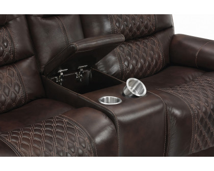 Coaster - North Cushion Back Power Sofa in Dark Brown