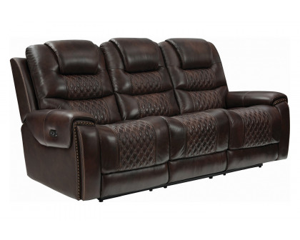 Coaster - North Cushion Back Power Sofa in Dark Brown