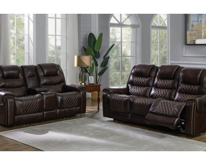 Coaster - North Cushion Back Power Sofa in Dark Brown