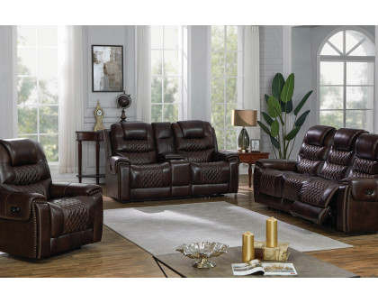 Coaster - North Cushion Back Power Sofa in Dark Brown