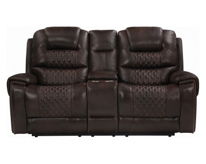 Coaster - North Cushion Back Power Loveseat With Console in Dark Brown