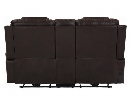 Coaster - North Cushion Back Power Loveseat With Console in Dark Brown