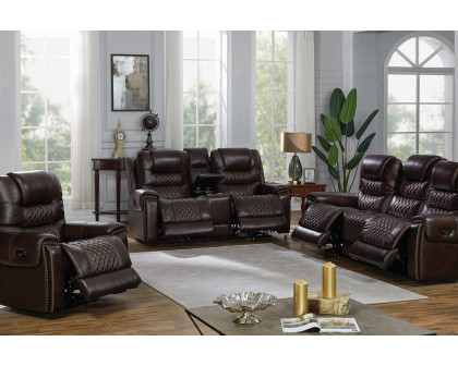 Coaster - North Cushion Back Power Loveseat With Console in Dark Brown