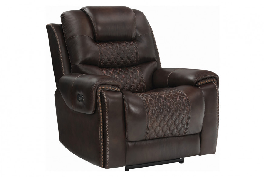 Coaster™ North Cushion Back Power Glider Recliner - Dark Brown