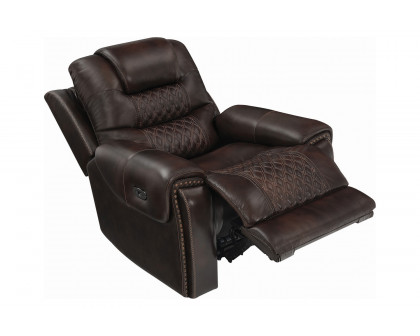 Coaster™ North Cushion Back Power Glider Recliner - Dark Brown