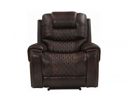 Coaster™ North Cushion Back Power Glider Recliner - Dark Brown