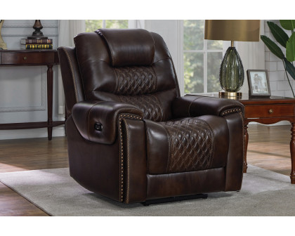 Coaster™ North Cushion Back Power Glider Recliner - Dark Brown