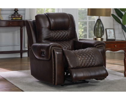 Coaster™ North Cushion Back Power Glider Recliner - Dark Brown