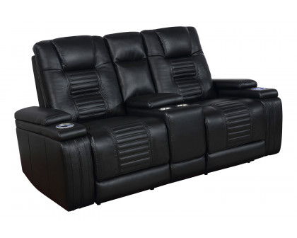 Coaster - Zane Upholstered Dual Power Sofa in Black