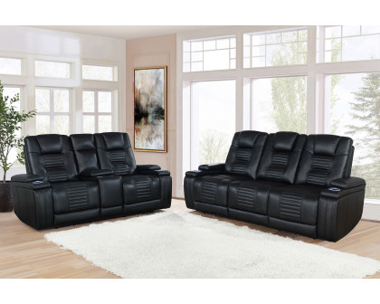 Coaster - Zane Upholstered Dual Power Sofa in Black