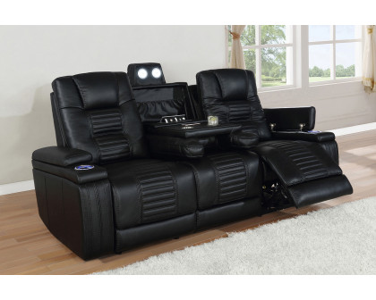 Coaster - Zane Upholstered Dual Power Sofa in Black