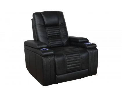 Coaster Zane Upholstered Living Room Set with Dual Power Recliner - Black