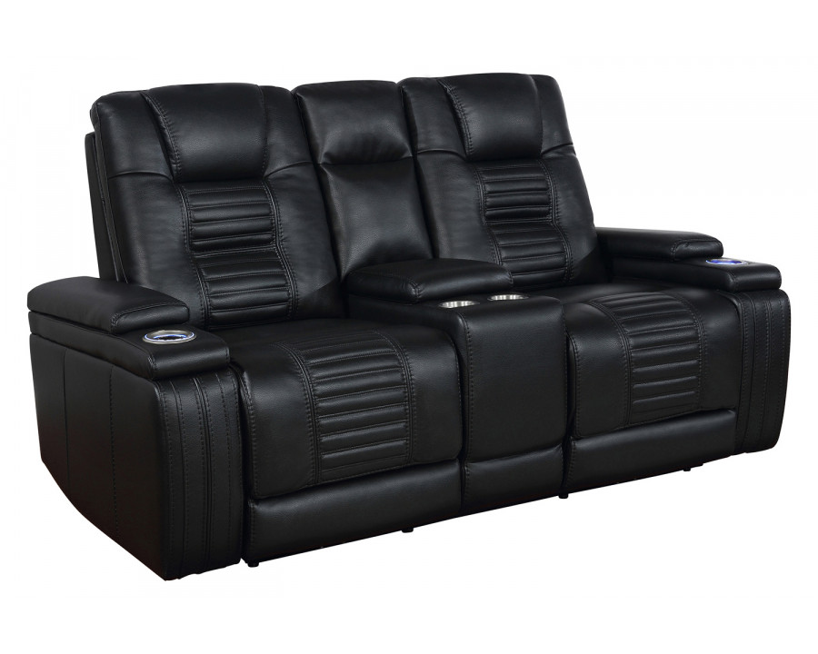 Coaster - Zane Upholstered Dual Power Loveseat in Black