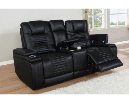 Coaster - Zane Upholstered Dual Power Loveseat in Black