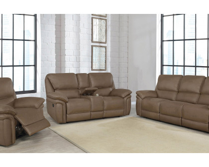 Coaster Breton Upholstered Tufted Back Motion Sofa - Mocha Brown