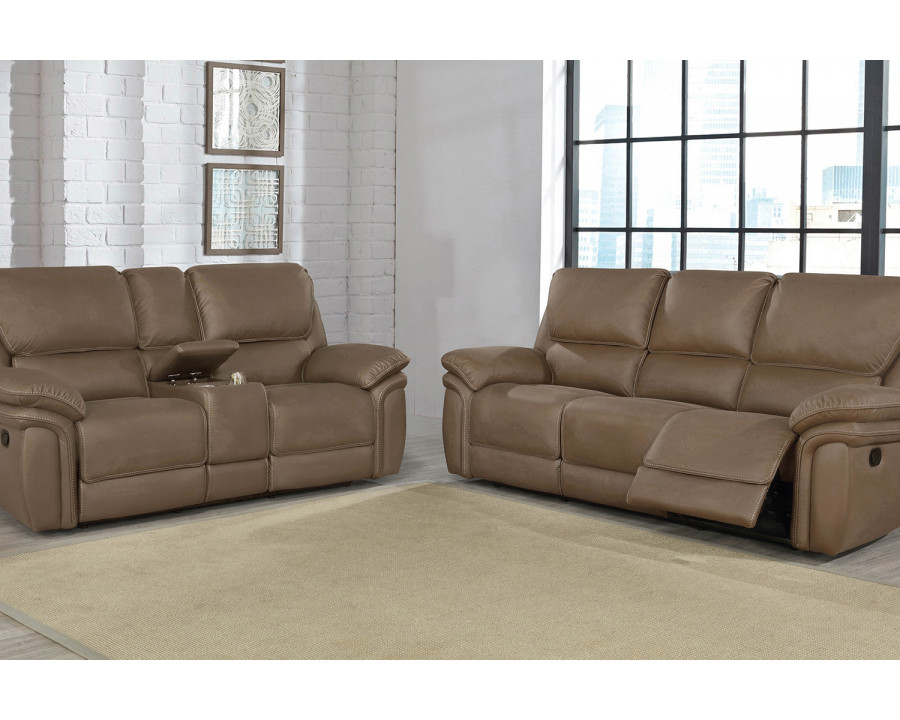 Coaster Breton Upholstered Tufted Living Room Set - Mocha Brown