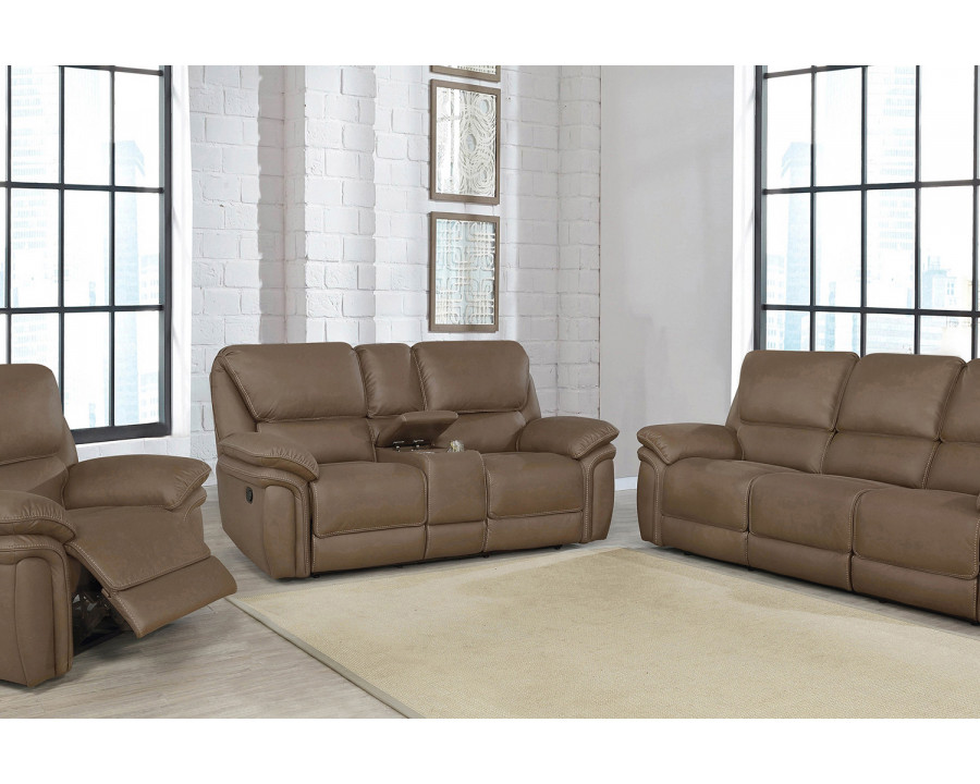 Coaster Breton Upholstered Tufted Living Room Set with Recliner - Mocha Brown