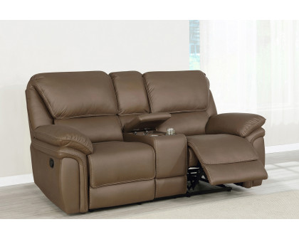 Coaster Breton Upholstered Tufted Back Motion Loveseat - Mocha Brown