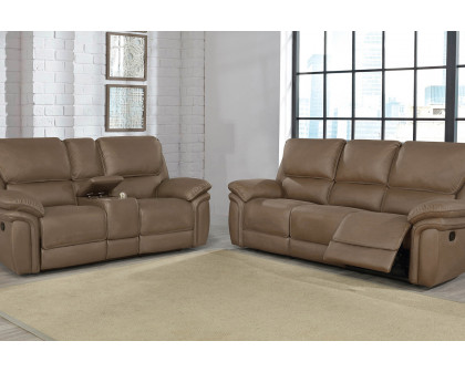 Coaster Breton Upholstered Tufted Back Motion Loveseat - Mocha Brown