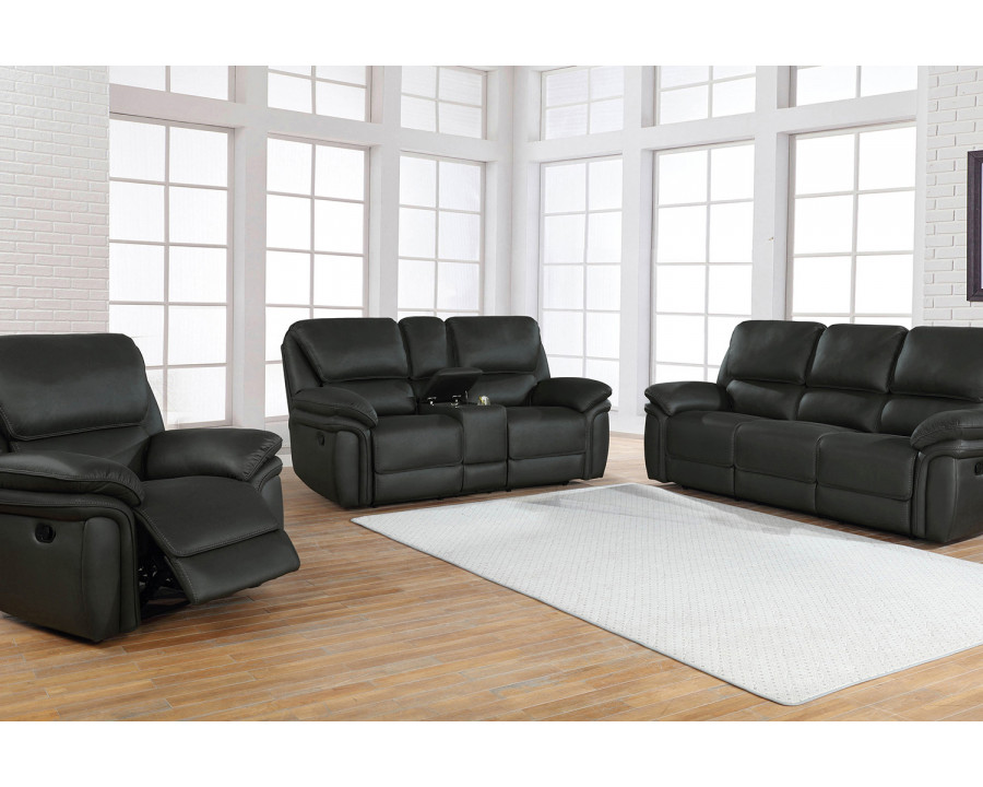 Coaster Breton Upholstered Tufted Living Room Set with Recliner - Dark Charcoal