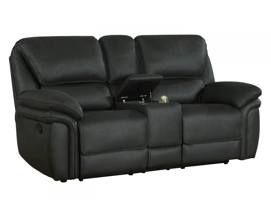 Coaster Breton Upholstered Tufted Back Motion Loveseat - Dark Charcoal