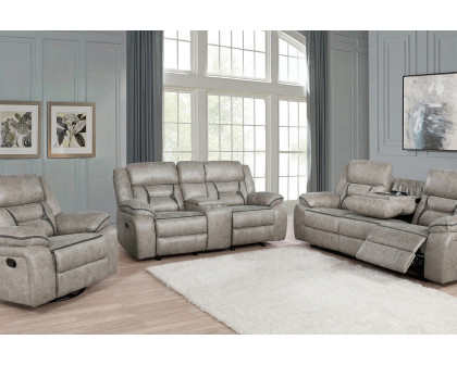 Coaster Greer Upholstered Tufted Back Motion Sofa - Taupe