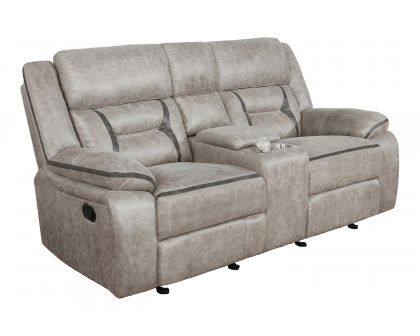 Coaster Greer Upholstered Tufted Living Room Set with Glider Recliner - Taupe