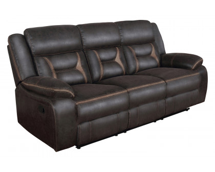 Coaster Greer Upholstered Tufted Back Motion Sofa - Dark Brown