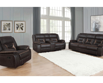 Coaster Greer Upholstered Tufted Back Motion Sofa - Dark Brown