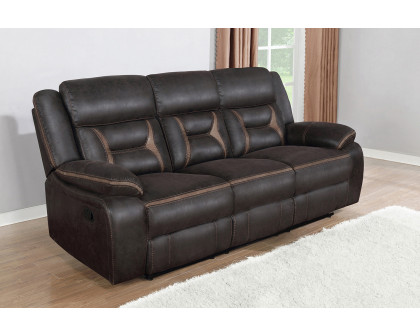 Coaster Greer Upholstered Tufted Back Motion Sofa - Dark Brown