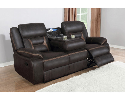 Coaster Greer Upholstered Tufted Back Motion Sofa - Dark Brown