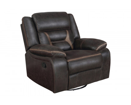 Coaster Greer Upholstered Tufted Living Room Set with Glider Recliner - Dark Brown