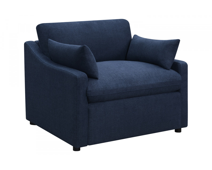 Coaster - Destino Cushion Back Power Recliner in Midnight Blue