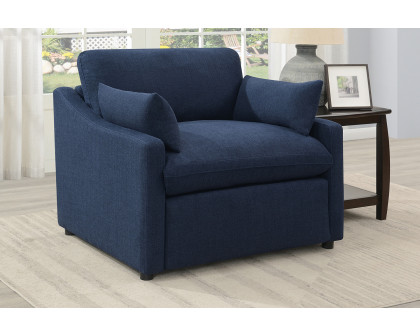 Coaster™ Destino Cushion Back Power Recliner - Midnight Blue