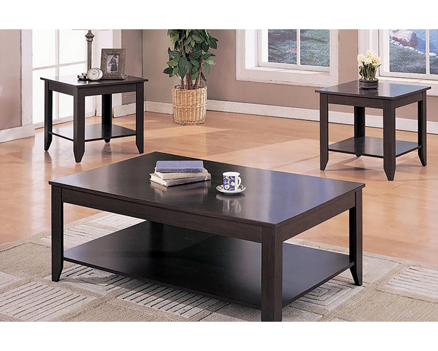 Coaster - Stewart 3-Piece Occasional Table Set With Lower Shelf in Cappuccino