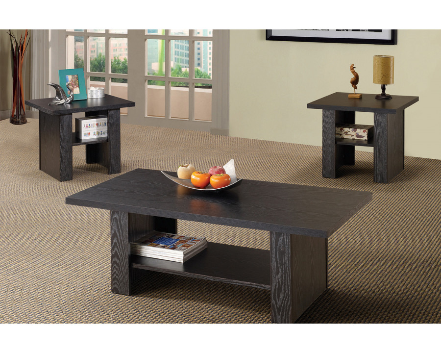 Coaster - 3-Piece Occasional Table Set in Black Oak