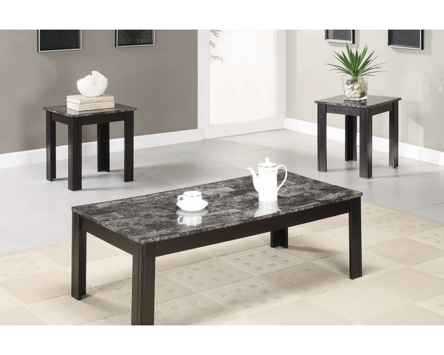 Coaster - 3-Piece Faux-Marble Top Occasional Table Set