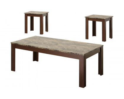 Coaster - 3-Piece Faux-Marble Top Occasional Table Set