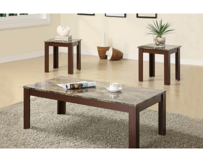 Coaster 3-Piece Faux Marble Top Occasional Set - Brown