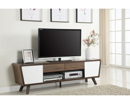 Coaster - 2-Drawer TV Console in Dark Walnut/Glossy White