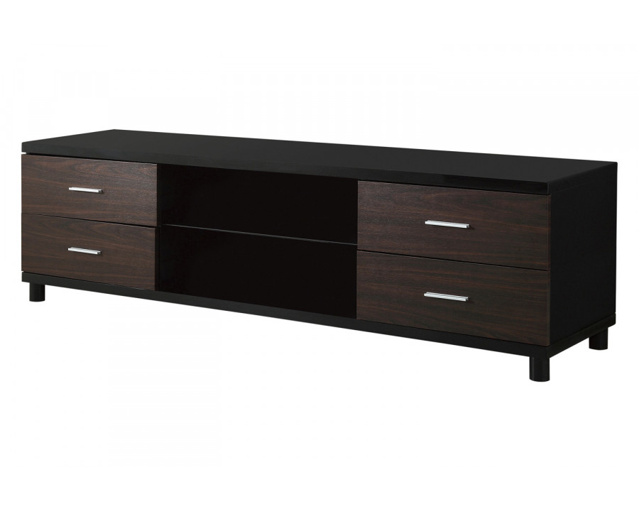 Coaster - 4-Drawer TV Console in Glossy Black/Walnut