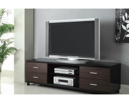 Coaster - 4-Drawer TV Console in Glossy Black/Walnut